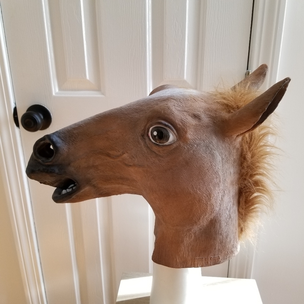Halloween Horse Head Costume Mask Adult Farm Animal Brown One Size Prop Party - Picture 4 of 4
